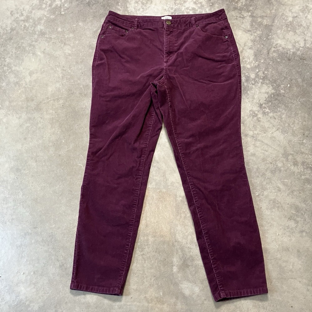 Logo by lori goldstein Pants Womens 14 Burgundy Corduroy Straight Leg Mid Rise